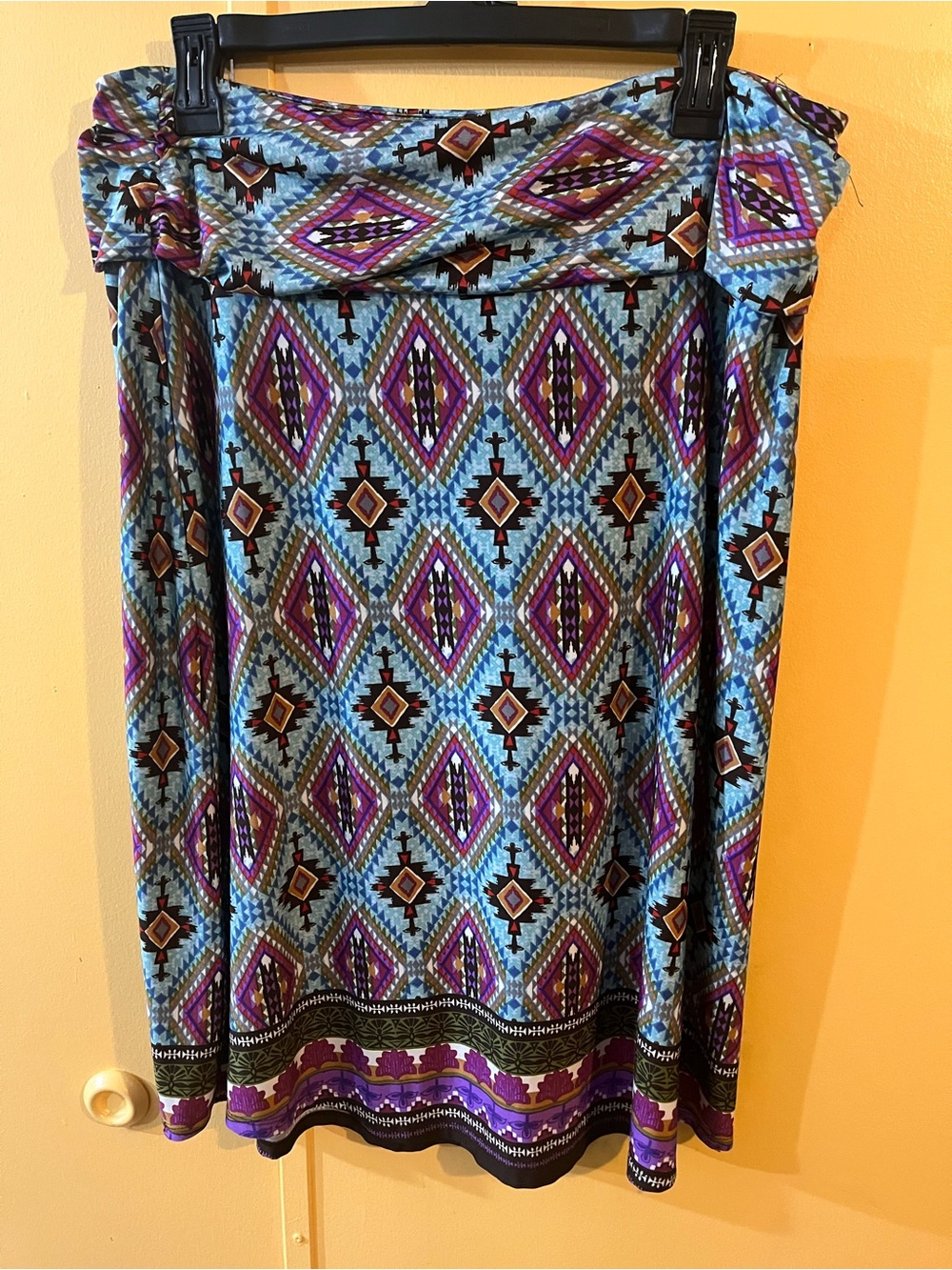 Cato Blue & Purple Geometric Skirt